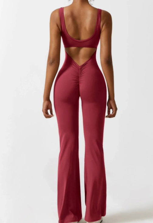Seamless Yoga Bodysuit for Women - Tummy Control Hollow Back Workout Top & Casual Outfit